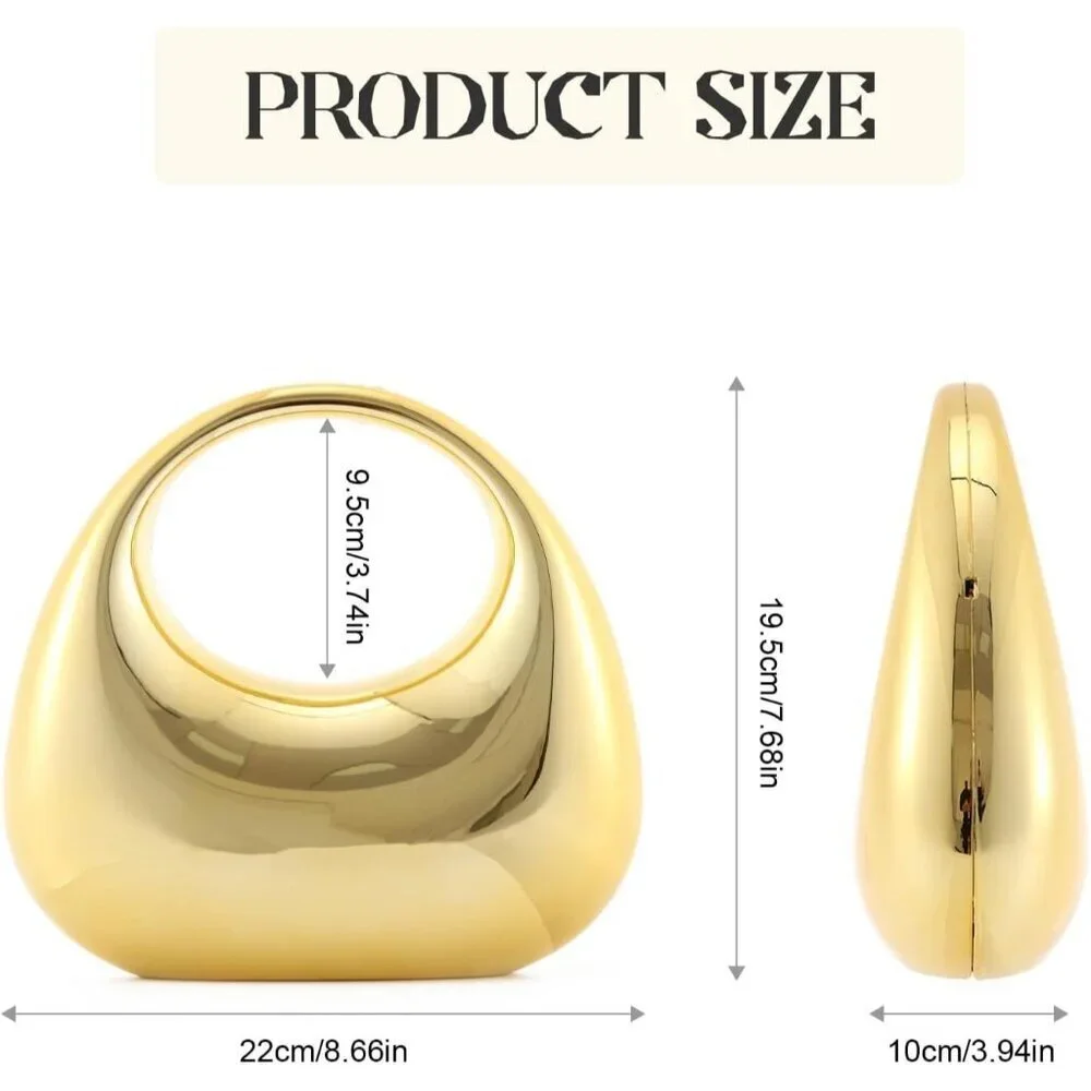Women's Gold Acrylic Roller Buckle Moon Shape Unique Top handle Crossbody Clutch